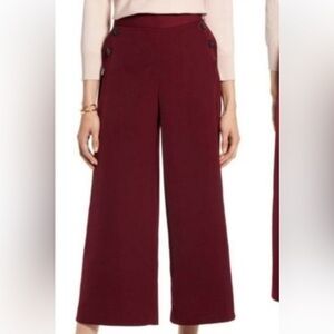 Halogen Burgundy Wide Leg Sailor Button Pants - size 4- Nordstrom